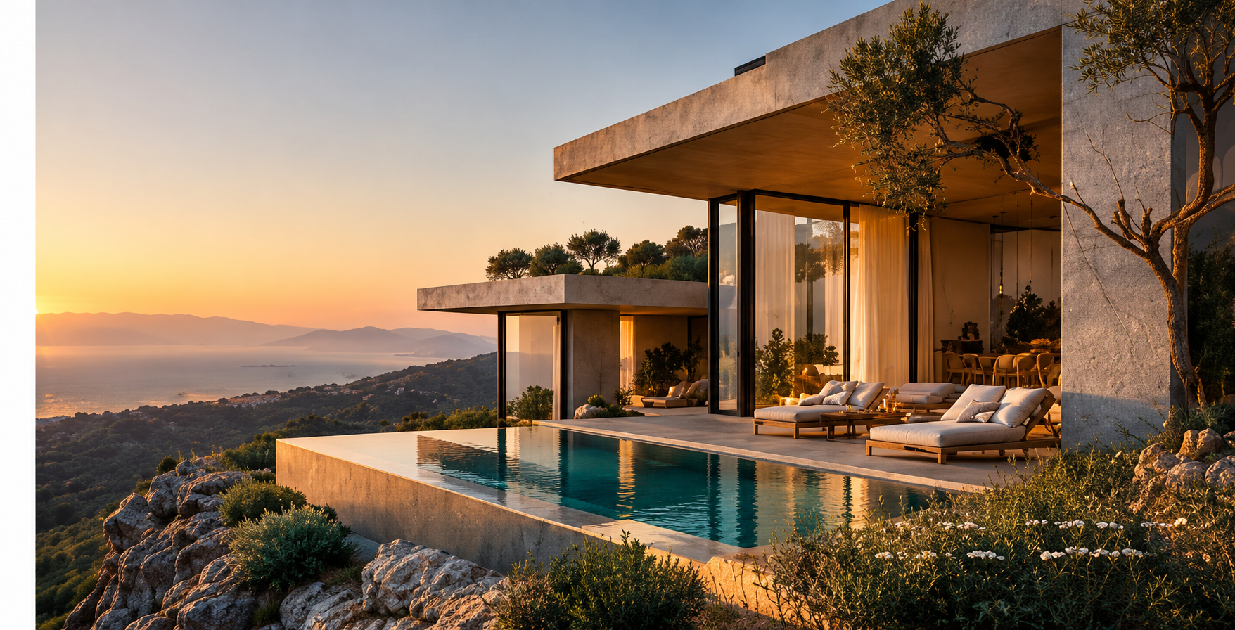Quiet living area with natural materials and soft daylight